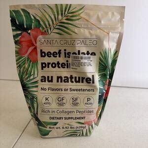Santa Cruz Paleo Beef Isolate Protein Au Naturel 420g Collagen Keto NEW Sealed